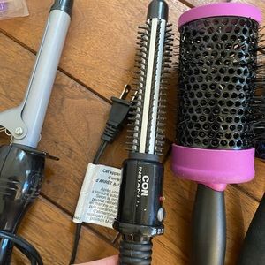Bundle of 9 Hair Tools—Brushes,Curling Irons&Combs
